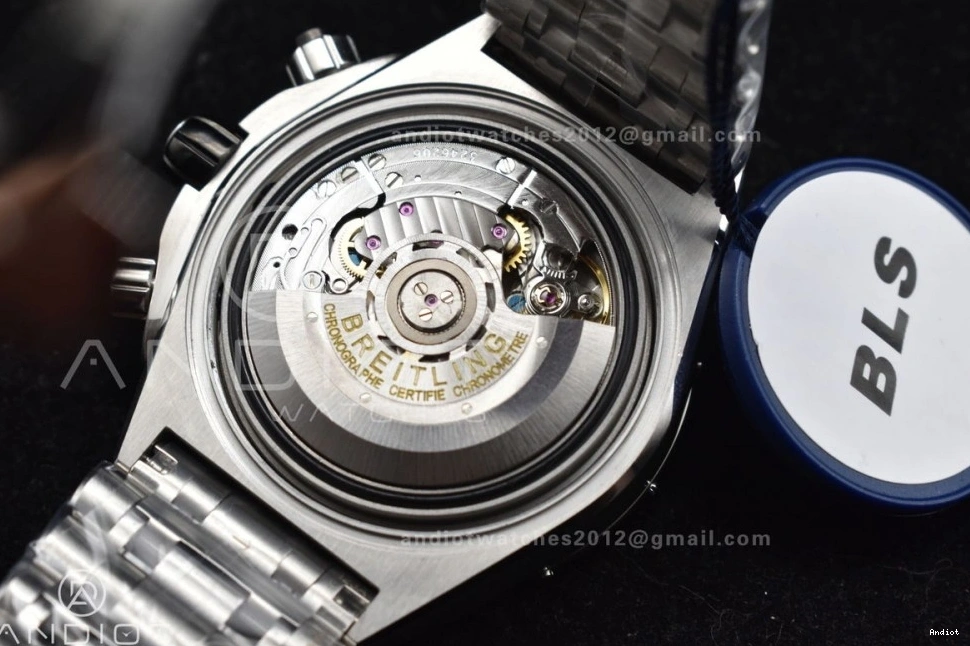 Bracelet SS 44mm Best B01 SS Dial A7750 BLSF Edition Black on 1:1 Chronomat 1123